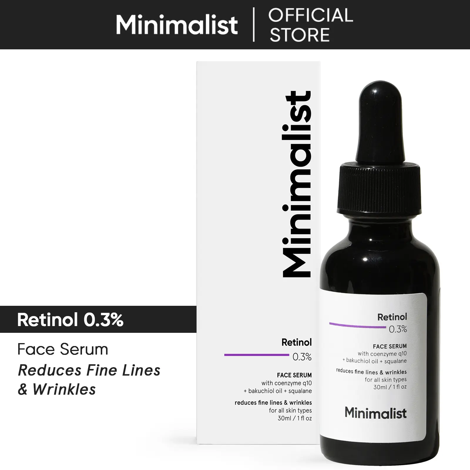 Minimalist 0.3% Retinol Anti Aging Face Serum For Beginners | Reduces Fine Lines & Wrinkles | For Women & Men | 1 Fl Oz/ 30ml Minimalist 0.3% Retinol Anti Aging Face Serum For Beginners | Reduces Fine Lines & Wrinkles | For Women & Men | 1 Fl Oz/ 30ml