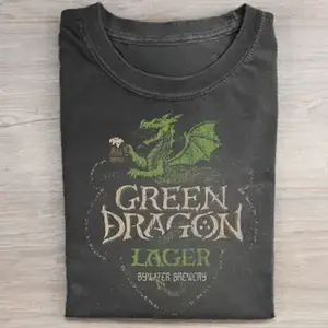 Vintage Bywater Brewery Graphic Tee - Green Dragon Lager Shirt - The Lord of The Rings Movie Shirt - The Shire Shirt - Funny Beers of Middle Earth Tee - Iconic Movie Scenes Tee Menswear Top