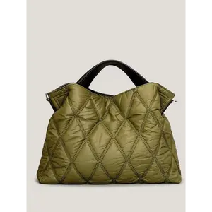 Women's Fashion Quilted Handbag, Diamond Design Nylon Shoulder Bag, Soft Thick Pouch, Ideal for Daily Use, Fashionable Handbag, Trendy Puffer Quilted Tote Bag, Rhombus Nylon Shoulder Bag, Soft Padded Handbag For Women