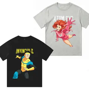 Invincible and Atom Eve Couple Love - Menswear Gift for movie fans Top Apparel Classic Simple Straight Man designer shirts Men's Regular Fit Floral Print Tee Unisex Vintage good Graphic 2000s Casual Short Sleeve everyday blue T-Shirt
