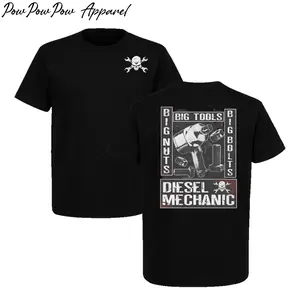 Diesel Mechanic T-Shirt Big Nuts Big Bolts Big Tools Graphic Tee – Funny Workwear Shirt Gift for Diesel Truck Mechanics Cotton Menswear