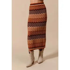SO ME Multi Color Chevron Knit Skirt