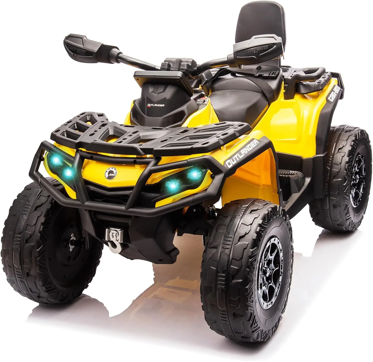 GAOMON Yellow 12V Kids Electric ATV With Two Leather Seats Bluetooth Music Led Lights Adjustable Speeds And Durable Tires For Ages 3 To 8 Yellow