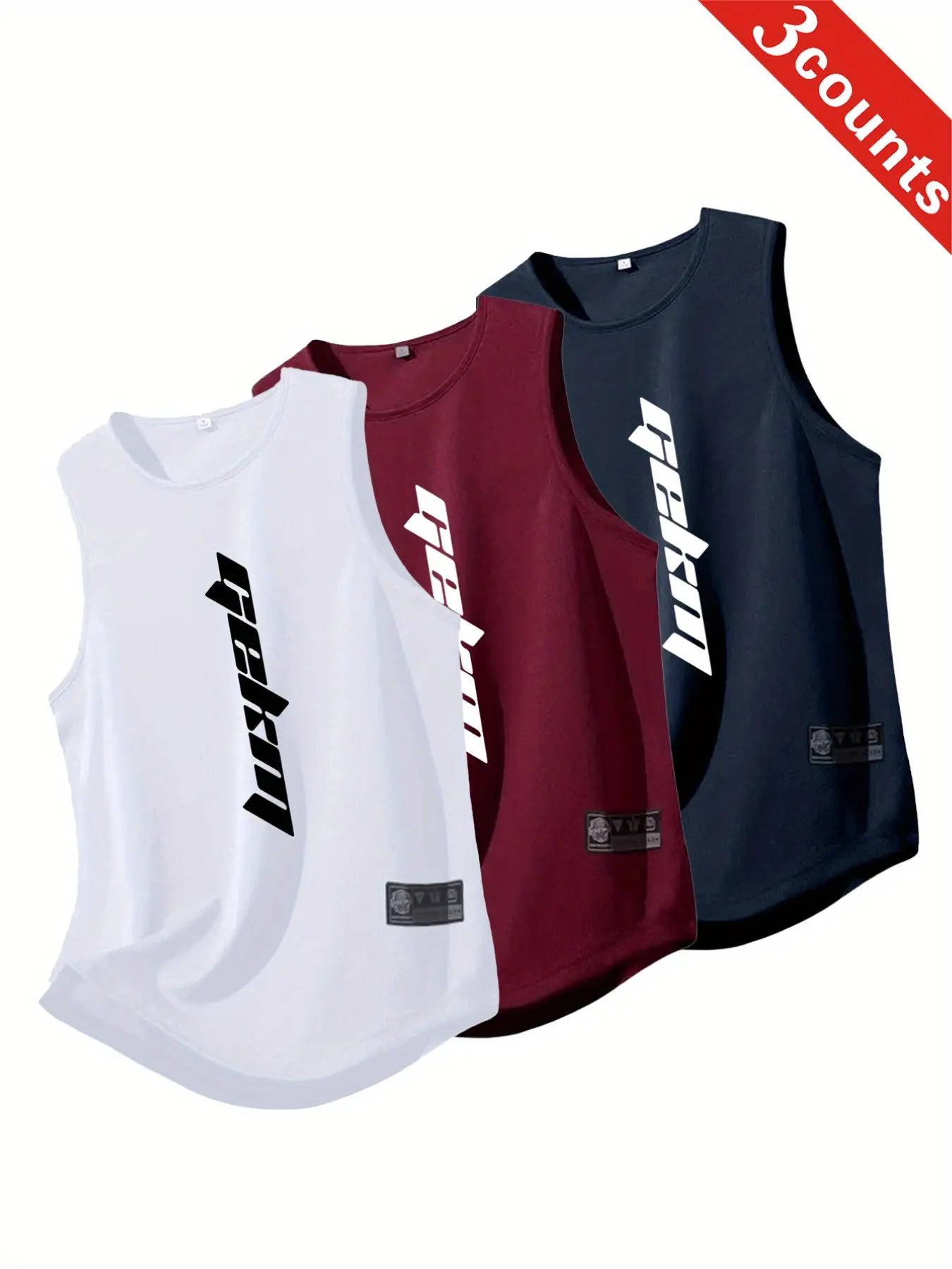 3-Pack Quick-Dry Breathable Sports Tank Tops, Sleeveless Workout Shirts, Fitness Workout Vest for Gym, Running, Home and Outdoor Casual Summer Wear, Activewear Sportswear Tank Top