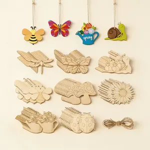 80 wooden decorative pieces for crafts and hanging decorations, DIY-friendly, laser-cut ornaments, paintable in assorted styles