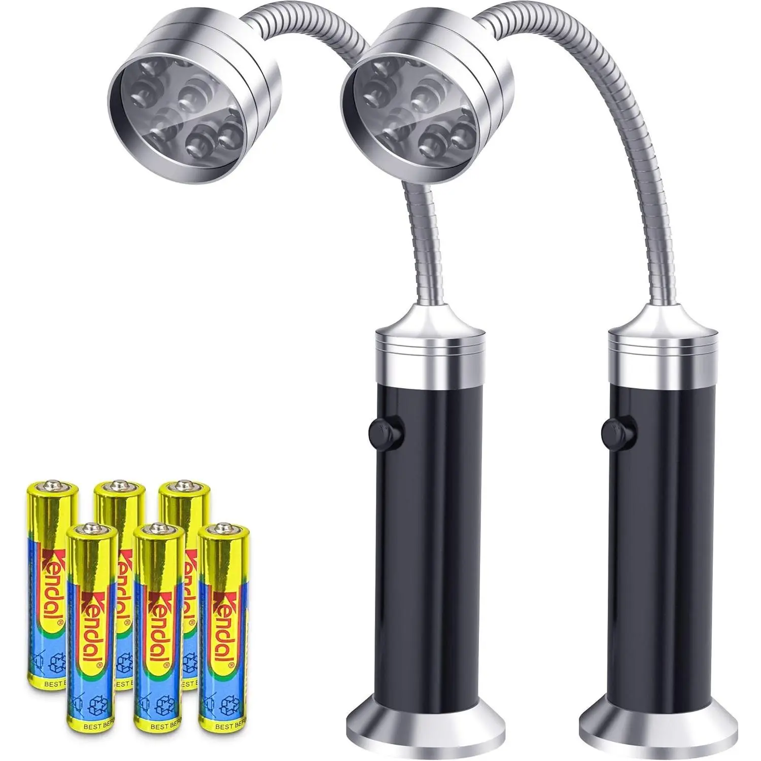 2-Pack Aluminum Adjustable Magnetic LED BBQ Grill Flashlights, Super Bright with 360° Magnetic Baseplate, Gooseneck Design, 3 AAA Batteries Included, 0.58 lbs, 100000-Hour Lifespan for Outdoor Grilling & Tabletop Lighting, Unique Gift for Men