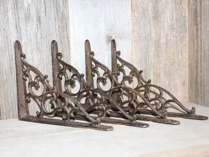 Small Decorative Shelf Brackets Corbels Open Shelving Durable 7-1/8 x 5-3/8 Easy Installation No Screws Included