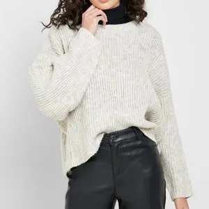 Topshop Oatmeal Knitted Crewneck Sweater