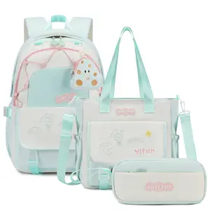 School Backpack for Girls, 3PCS Girls Backpack with Tote Bag Pencil Case,Cute Teens Bookbag for Elementary Middle High School