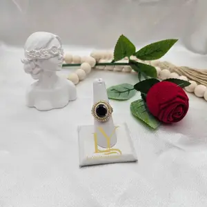 LaYaiBoutique #2134 High Quality 14k Gold Plated Ring (Black Stone)
