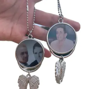 Photo Memorial Rearview Mirror Memorial Car Charm, In Loving Memory Charm, Hanging Memorial for Rear View Mirror Charm, Custom Picture Charm
