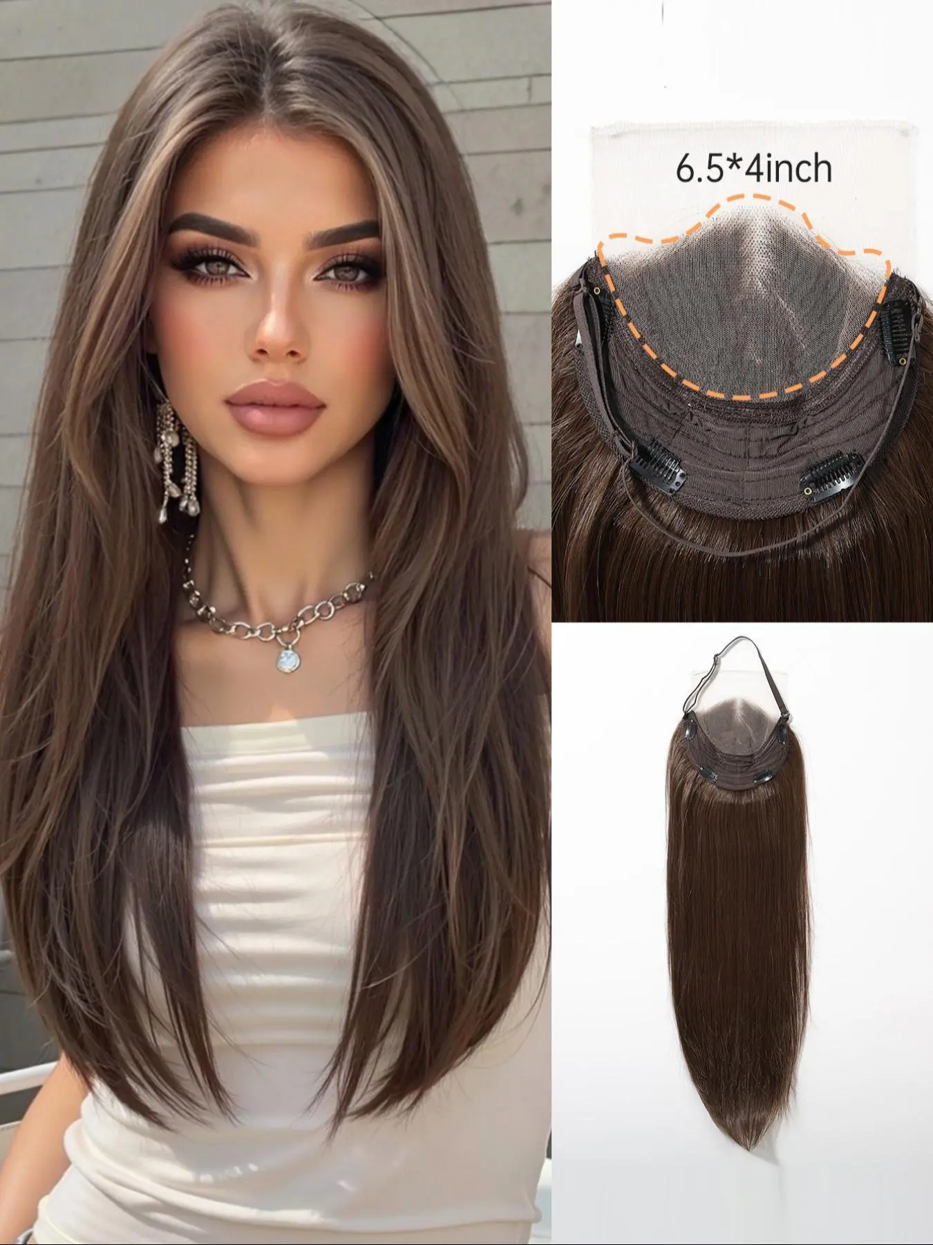 22 Inch Synthetic Soft Hairpieces with Highlights, Versatile Synthetic Straight Hair Extensions for Natural Look, Easy Styling for Everyday and Special Occasions