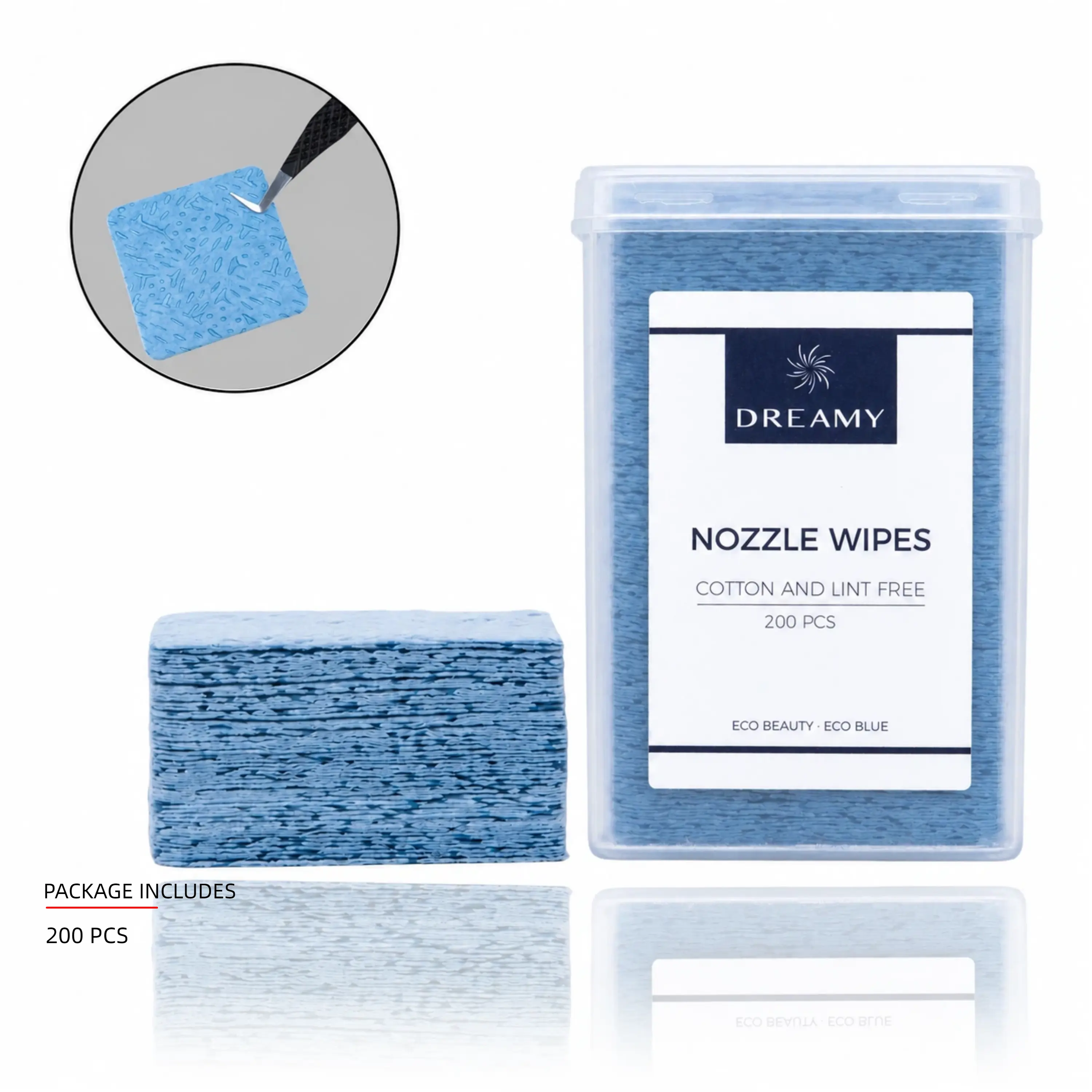 DREAMYBOND Eyelash Glue Wipes, 200 Pcs Lint-Free Cotton-Free Adhesive Nozzle Cleaning Wipes for Lash Extension Glue Bottles, Professional Lash Supplies for Salon & Home Use