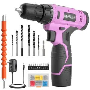 FADAKWALT 12V Cordless Drill with 3/8" Keyless Chuck, 21+1 Torque Settings, Li-Ion Battery, LED Light, and Complete Accessories Kit for DIY Projects - Hardware