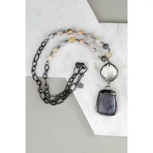 Sophie Necklace in Bamboo Agate