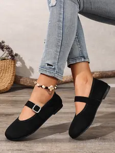 Women's Round Toe Mary Jane Shoes, Rhinestone Decor, Soft Sole, Anti-Slip Flat Casual Shoes, Comfortable and Stylish Footwear