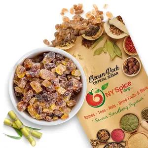 NY Spice Shop Brown Rock Crystal Sugar – Pure Cane Brown Sugar Candy – Crystallized Rock Sugar for Sweetening Tea & Coffee – Natural & Delicious