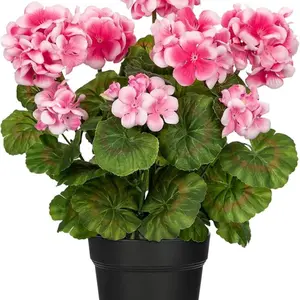 Realistic Rosemary Plant Pottery – Height 16 Inches, Leaves, Rose Flower, Outdoor Home Decor, Wedding, Farmhouse, Office Desk Decoration