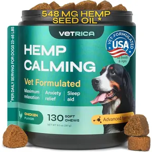 Dog Calming Chews with Hemp  17,810 mg Hemp Oil per  Soft Calming Chews for Dogs with Melatonin  Relaxation Support for Travel, Grooming, Separation, Thunder, Fireworks  130 Chicken Bites  Pet Supplies