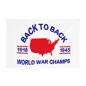 Back to Back World War Champs 3x5 Feet Tapestry College Dorm Room Decor Funny Flag with Brass Grommets