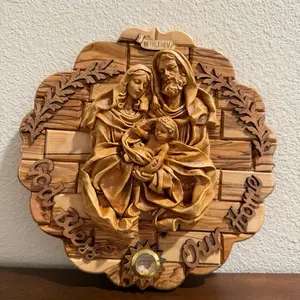 Bethlehem Olive Wood Hand Carved Nativity Scene Wall Art for Home Decor the holy family  Wooden Religious