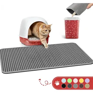 Cat Litter Mat - 23.2'' x 29.1'' Large Litter Trapping Mat, Easy to Clean Litter Box Mat, Waterproof, Urine-Proof, Non-Slip Kitty Litter Mats for Floor, Grey