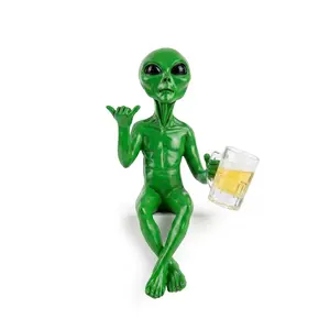 Alien Design Beer Drinking Collectible Figurine - 1 Box Glossy Waterproof Outer Space Home Decor, Book Nook Figurine, Ideal Gift for Sci-Fi Fans, Prismatic Super Premium Ornament, Water Proof