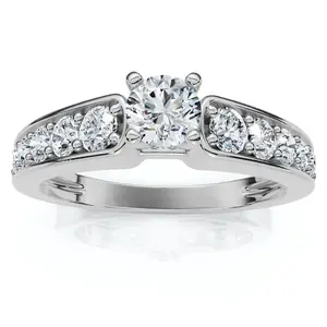 1 ct Diamond Engagement Ring 14K White Gold Channel Set