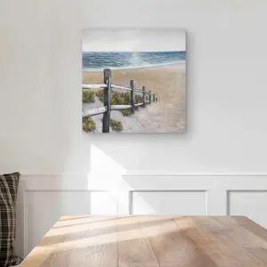 Begin Home Decor C1MP1616DGY4P6 16 x 16 in. Soft Seaside - Waves Coastal Metal Print Wall Art for Home Decor