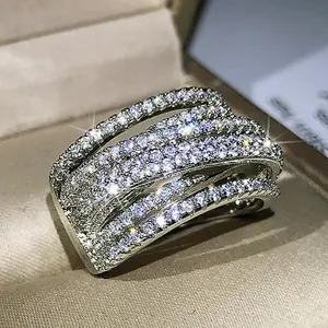 JJ CHIC Women's S925 Sterling Silver Zircon Ring with Elegant Wrap-Around Design, Luxury Jewelry for Women