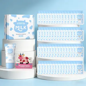 LAIKOU Milk Hydration Travel-Size Skin Care Sets Care Kit, 62Pcs/Set Including Cleaner, Eye Cream, Face Cream, Sunscreen & Headband, Perfect Gift Box for Skincare Enthusiasts