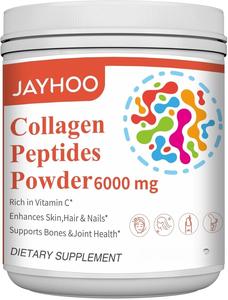 JAYHOO Collagen Peptide Powder Supplement, 200g, Hydrolyzed Bovine Collagen with Vitamin C, Anti-Aging Support for Skin, Hair, Joints, Bones & Nails, 66 Servings