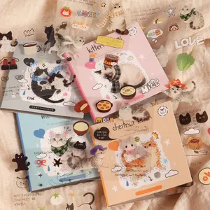 20sheets Cat PET Self-adhesive Scrapbook Sticker Book, DIY Transparent Decoration Decals, Art Stickers, for Luggage, Clip Art, Scrapbooking Supplies, Glass Decor, Diary Accessories, Collage Decoration, Junk Journals, Laptop, Helmets