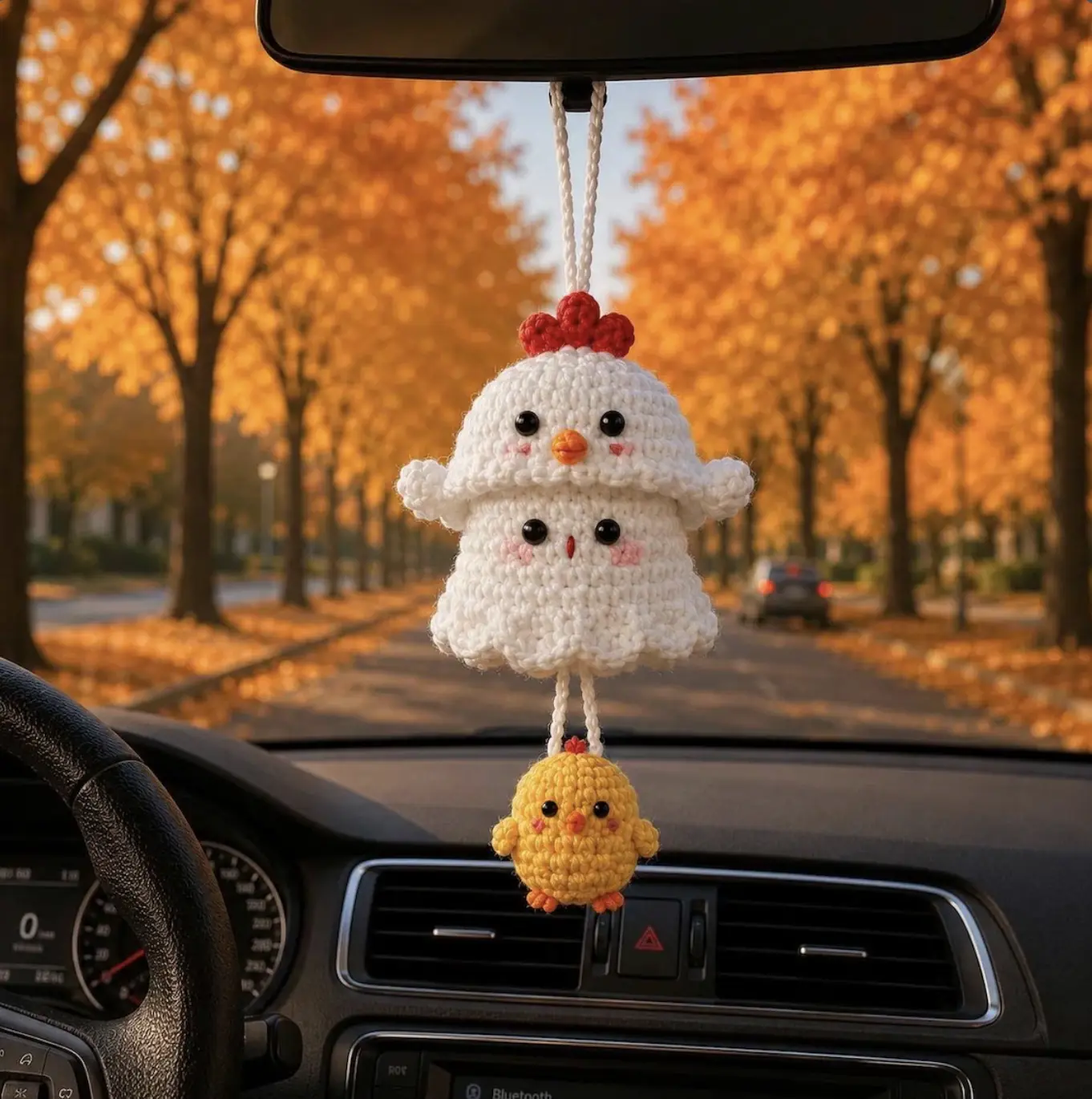 Halloween 2026 Crochet Ghost Car Charm, Handmade Mirror Accessory, Cute Spooky Car Decor, Amigurumi Ghost Hanging, Halloween Cute Gift