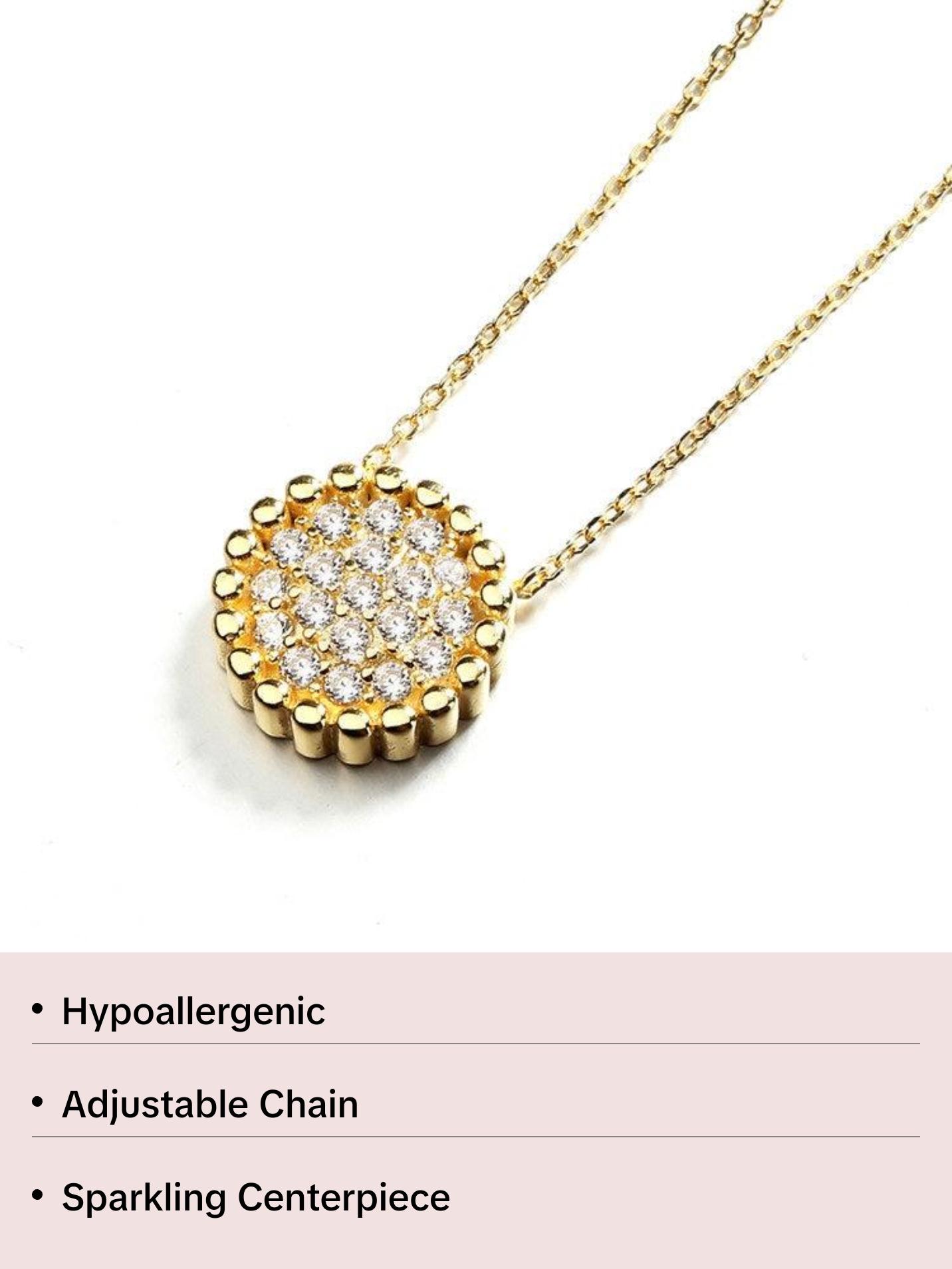 Sterling Silver Studded  Crystal Pendant Necklace