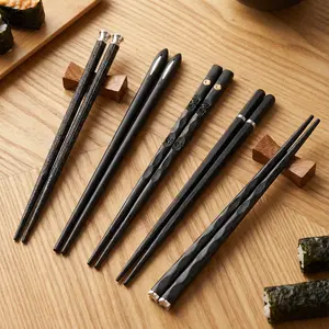 5 Pairs Premium Alloy Chopsticks, High Temperature Resistant, Durable & Unbreakable, Non-Slip Design, Reusable, for Home Kitchen Hotel Restaurant Daily Use, Must Have Tableware