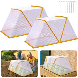 2 Pcs Garden Row Accelerator Plants Cover, 32.2" x 13" x 14.1" Foldable Raised Garden Beds Vegetable Rows Plant Protector, Plant Net Cage Guard Greenhouse Cover for Protect Vegetable Fruit from Animal