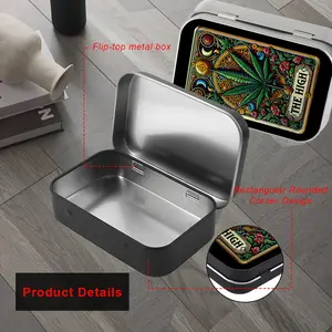 Fun Leaf Pattern Metal Tin Box, Snap Closure Rectangular Iron Storage Container with Hinged Lid, Mini Portable Small Lidded Box