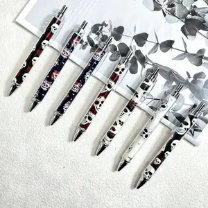 7pcs Dead Day Retro Color Skull Ballpoint Pen Dark Aesthetics Black Ink Writing Suitable for Dead Day Party Theme Gifts