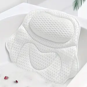 3D Mesh Bath Pillow with 6 Strong Suction Cups, Ergonomic Soft Spa Bathtub Headrest Cushion, Breathable Quick Dry Tub Support Pillow for Neck Shoulder Back Support, Comfort Spa Accessory for Home Bath Relaxation