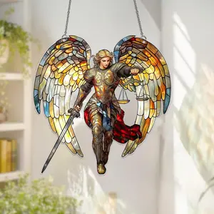 Archangel Michael Acrylic Suncatcher, Saint Michael Window Suncatcher, Stained Glass Christian Decor, Religious Glass Art, Spiritual Decor