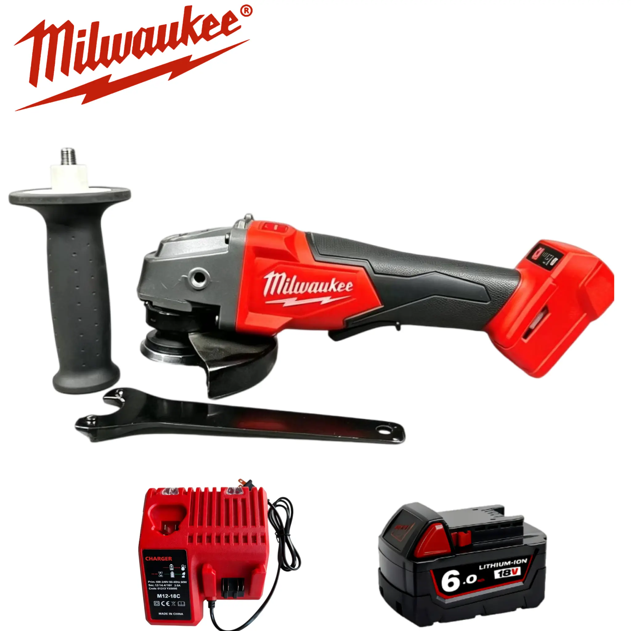 Milwaukee 125mm Electric Angle Grinder with M14 Spindle Thread, 22mm Arbor Hole, 8000rpm Max High-Speed Spin for Heavy-Duty Cut, Heavy Metal Stock Removal, Precise Work, Ideal for Professional Workshops