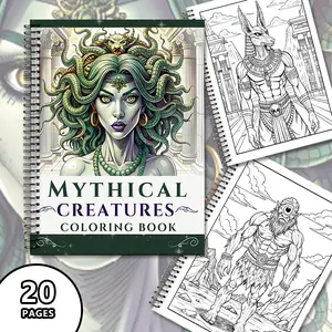 Mythical Creature Coloring Book Luxury Edition, 20 Thick Waterproof Pages, Adult Teen Art Therapy, Creative Expression, Halloween Christmas Gift, Fantasy Collectible