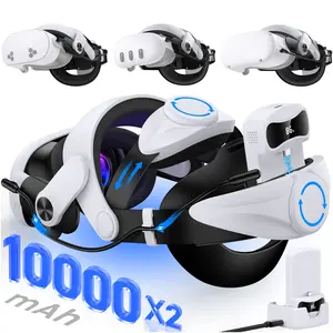 Batery Head Strap for Meta Quest 3S/3/2 Head Strap, 10000mAh Hot-Swappable Batery Extend 3-5H Playtime, Multi-Point Adjustable VR Headset Strap with Large Support Pad Enhanced Support&Comfort
