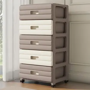 5-Drawer Plastic Storage Cabinet Organizer, Durable Polypropylene, Sliding Drawers, Minimalist Home Organization, Easy Assembly, Room