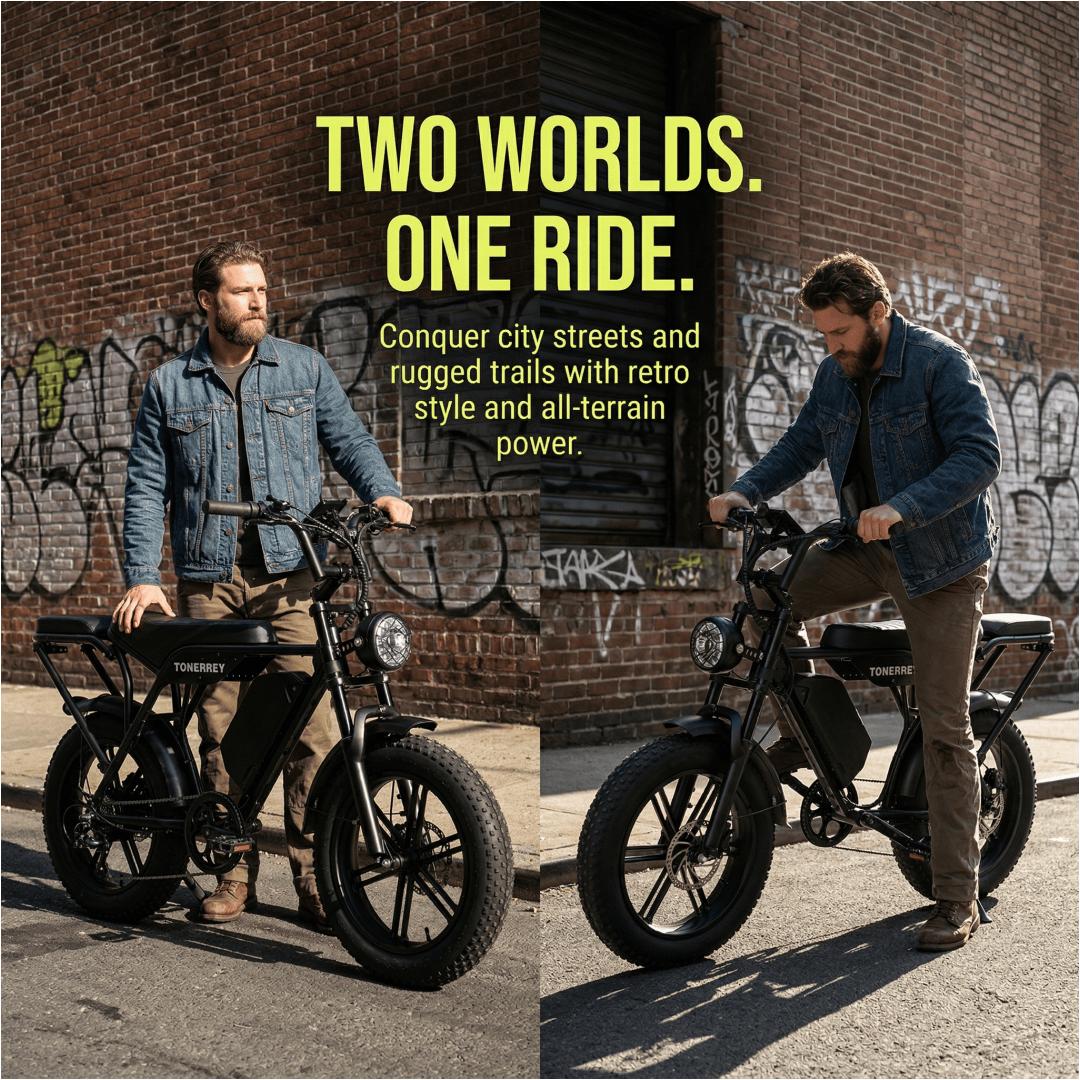 1500W peak electric off-road bike for  and teens, offering 50-80  range and 28mph speed. Designed with 20×4" fat tires for thrilling adventures, supported by convenient pedal assist 40-70 mile