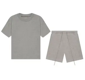 Stylish Plain Simple 2-Piece Matching Short-Sleeve Dark Oat Sports Clothing Set, Includes T-Shirt and Shorts for Gym Workouts,summervibes