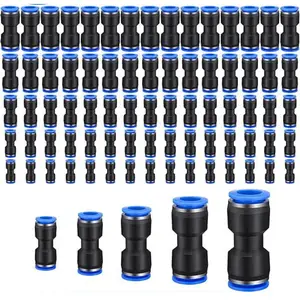 100Pcs Air Hose Fittings Air Line Fittings Straight Push to link 4 6 8 10 12 mm Quick Release Pneumatic Connectors Plastic Straight Tube Connector Push to Connect Fittings for Tube - Home Improvement.