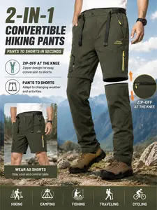 Men's Two-In-One Detachable UV Protection Raincoat Pants, Quick-Dry Outdoor Sports Pants, Loose Fit Hiking Pants, Spring Summer Fall