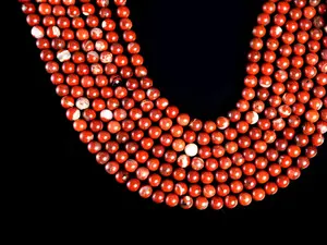 Natural Red Jasper Gemstone Round Smooth Beads String 15.5 Inches Long 4/6/8/10 MM for Jewelry Making and Crafting - AS & JG